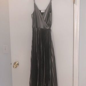 A.L.C.  Silver Pleated Wrap Dress